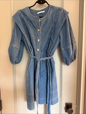 Ellison Blue Denim Mini Dress with Belt